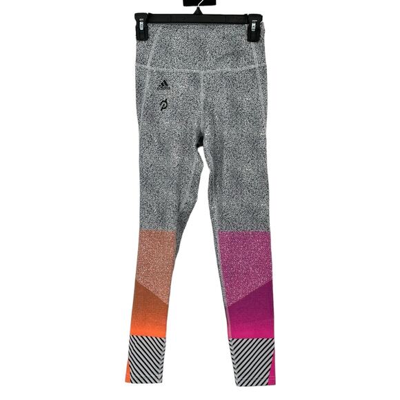 Adidas Peloton Tights Women XS Heat RDY Training Black White Color Block Workout - Picture 1 of 7